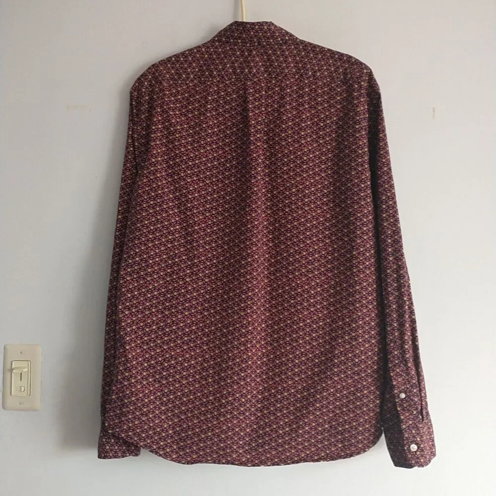J Crew Secret Wash Button Down Shirt Men L Multicolor Floral Organic Cotton Slim